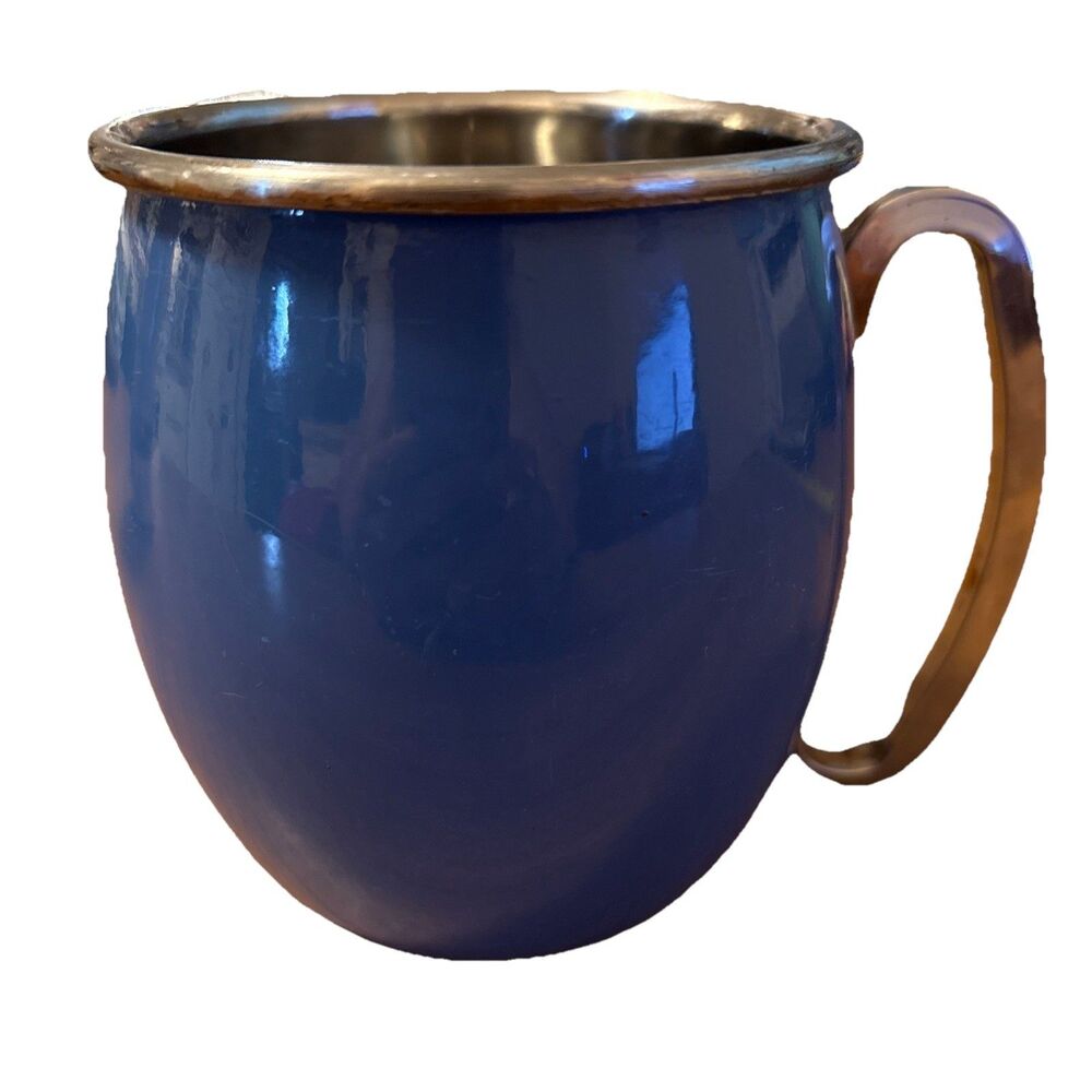 Unbranded Dark Blue 8 Ounce Retro Metal Mug Cup